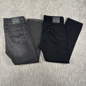 LOT-2 Levis 511‎ Jeans Black Denim Mens Size 36x30 Straight Leg EUC